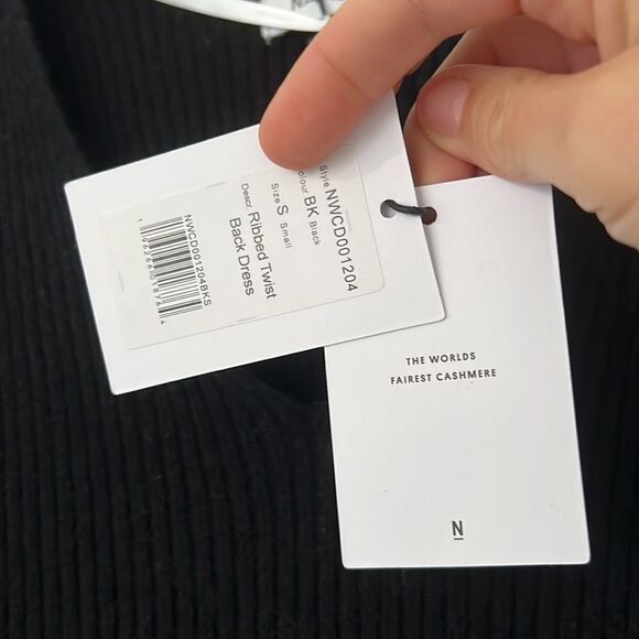 NAADAM collection wool cashmere Twist-back ribbed mini dress Sz small - Picture 6 of 11